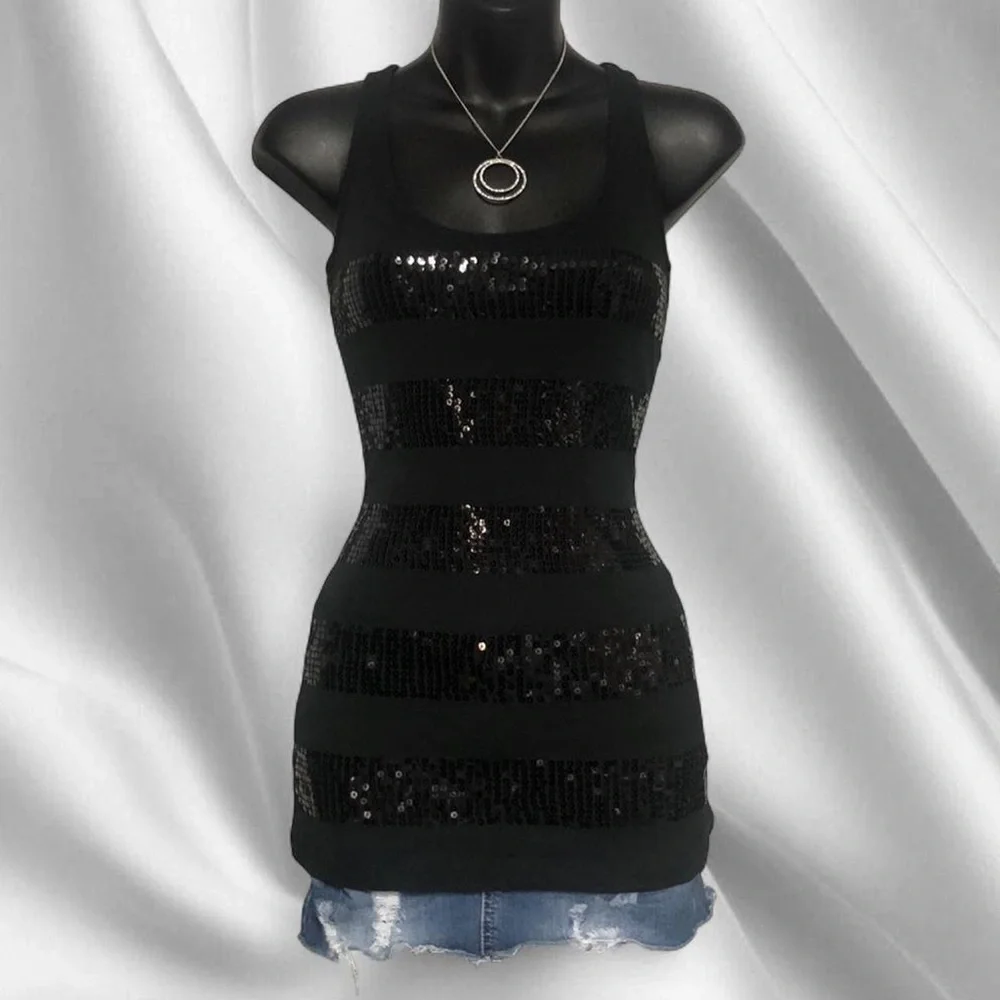 SWS Black Sequin Tank - Picture 2 of 6